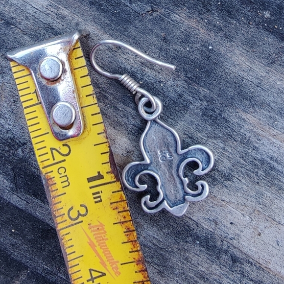 Vintage Sterling Fleur De Lis Earrings - Picture 3 of 5